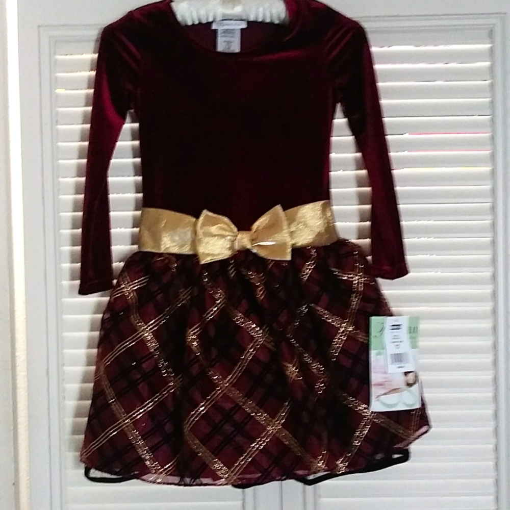 Bonnie Jean size 6x Burgundy/Gold